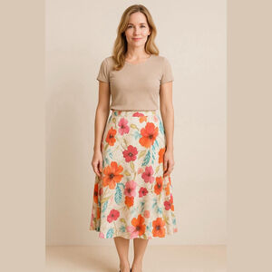 Avenue Floral Skirt Women's Size 16 White Orange